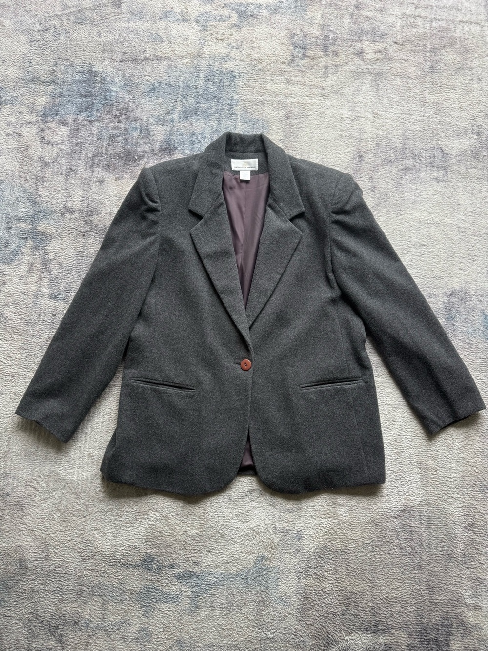 VTG Precious Fibers XL Wool Cashmere Blazer Charcoal Gray Women’s Work Jacket